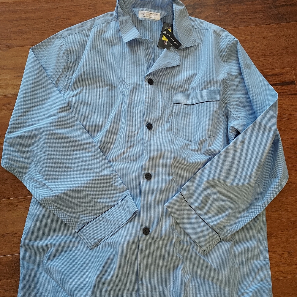 New Roundtree & York Mens Blue Gingham pajamas Size large
